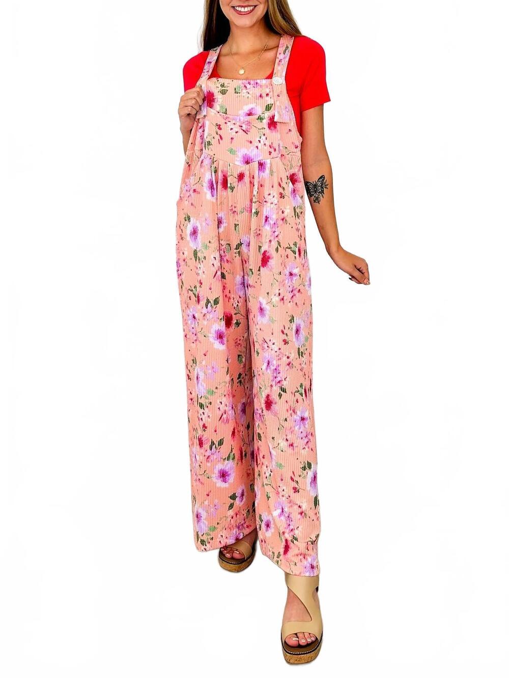 NEW BLAKELEY escape into the music ribbed overalls in pink